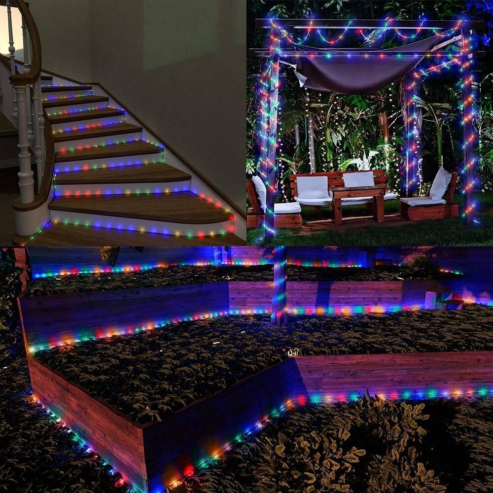 Alt View 1. MOSZAR LLC - 19-Mode 105-foot Waterproof Solar String Lights for Yard - 300LED-Multicolor.