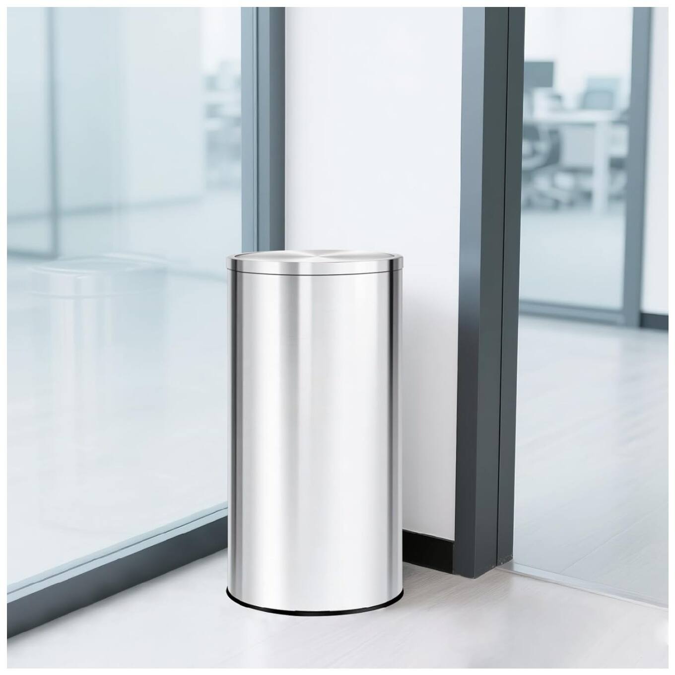 Alt View 3. GARVEE - 18.5 Gallon (70L) Stainless Steel Trash Can with Swing Lid, Removable Inner Bucket - Silver.