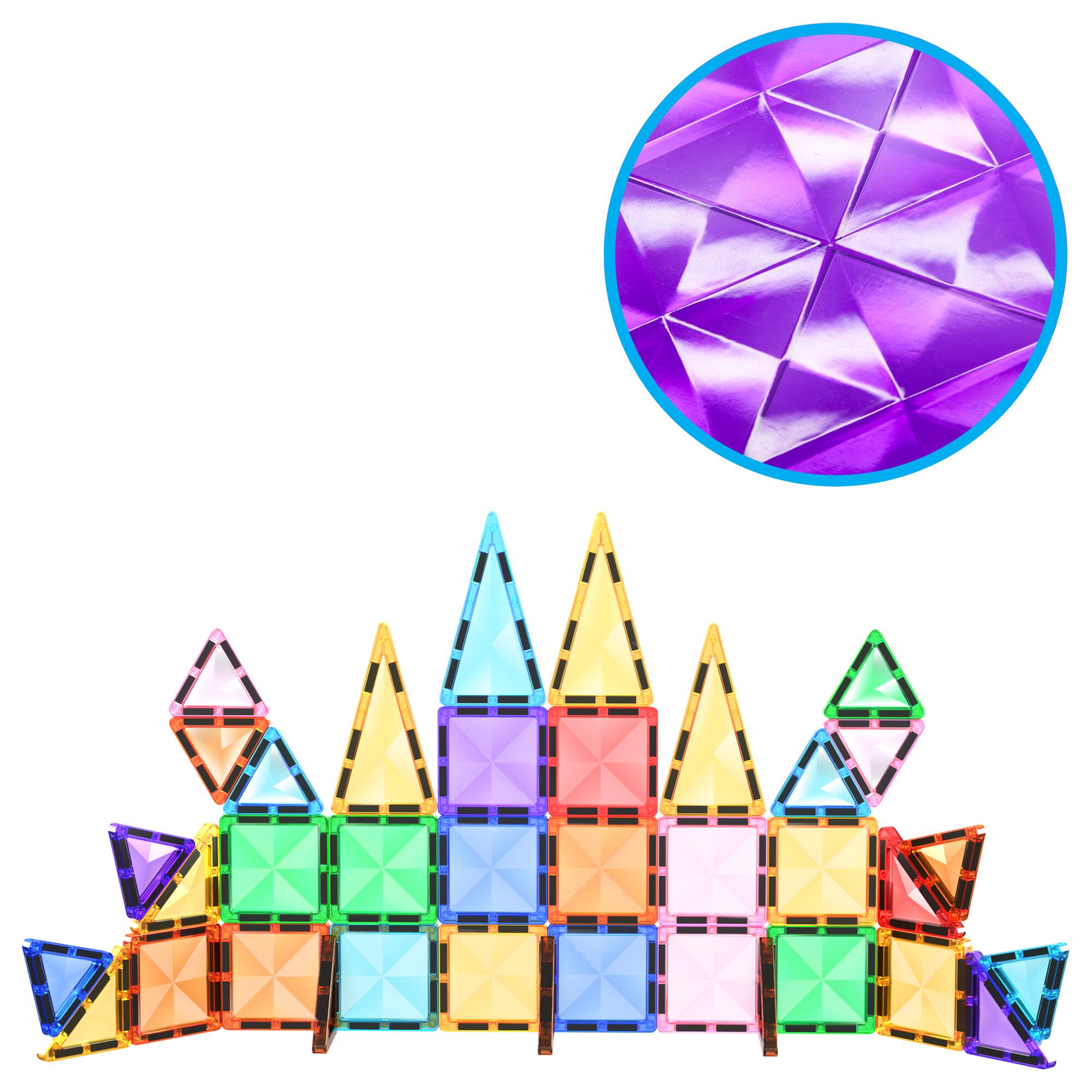 Alt View 1. PicassoTiles - PICASSO-TILES Magnetic Tiles For Kids, Travel Size 40PCS Construction STEM Building Blocks Educational Toy.