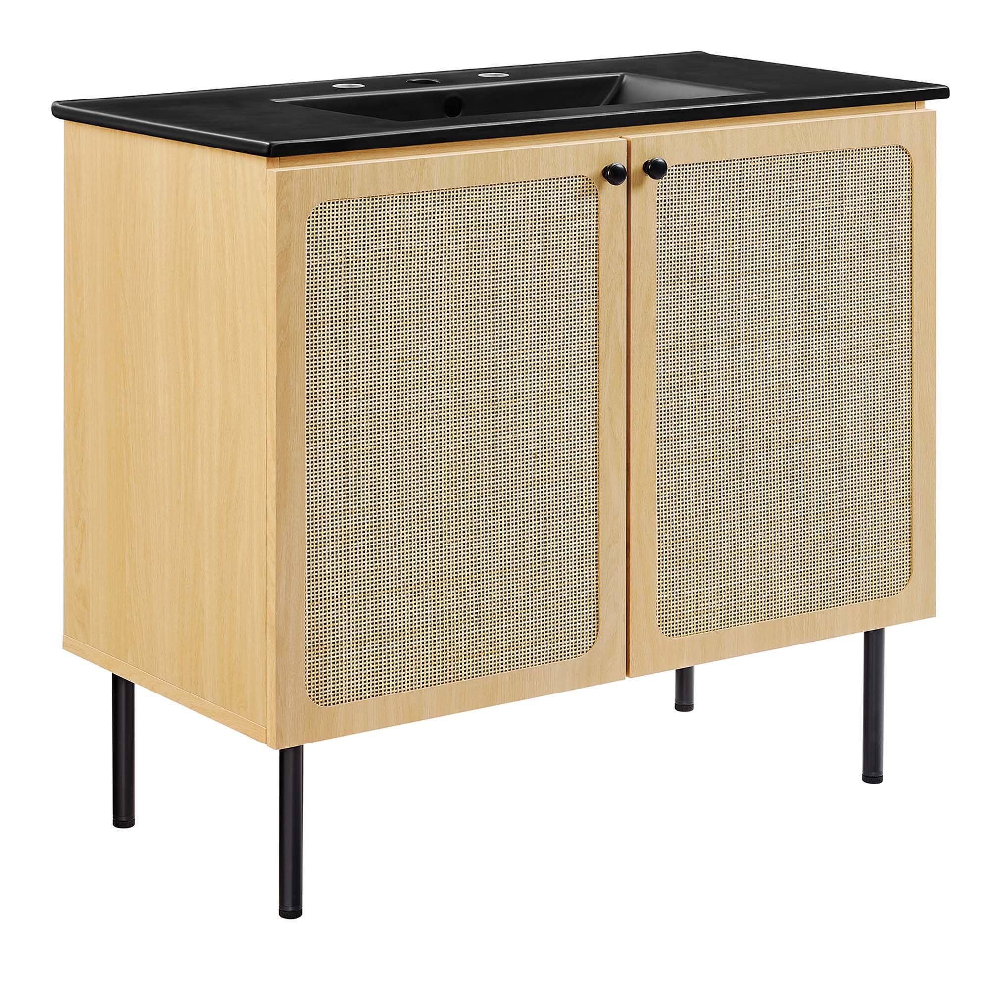 Angle. Modway - Chaucer Bathroom Vanity with Black Basin Included by Modway - Oak Black.