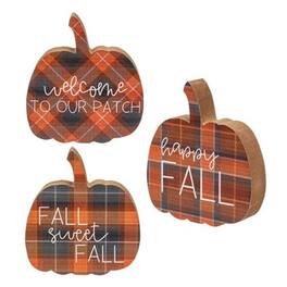 BreeBe - *Fall Sweet Fall Plaid Pumpkin Chunky Sitter 3 Asstd - Multicolor