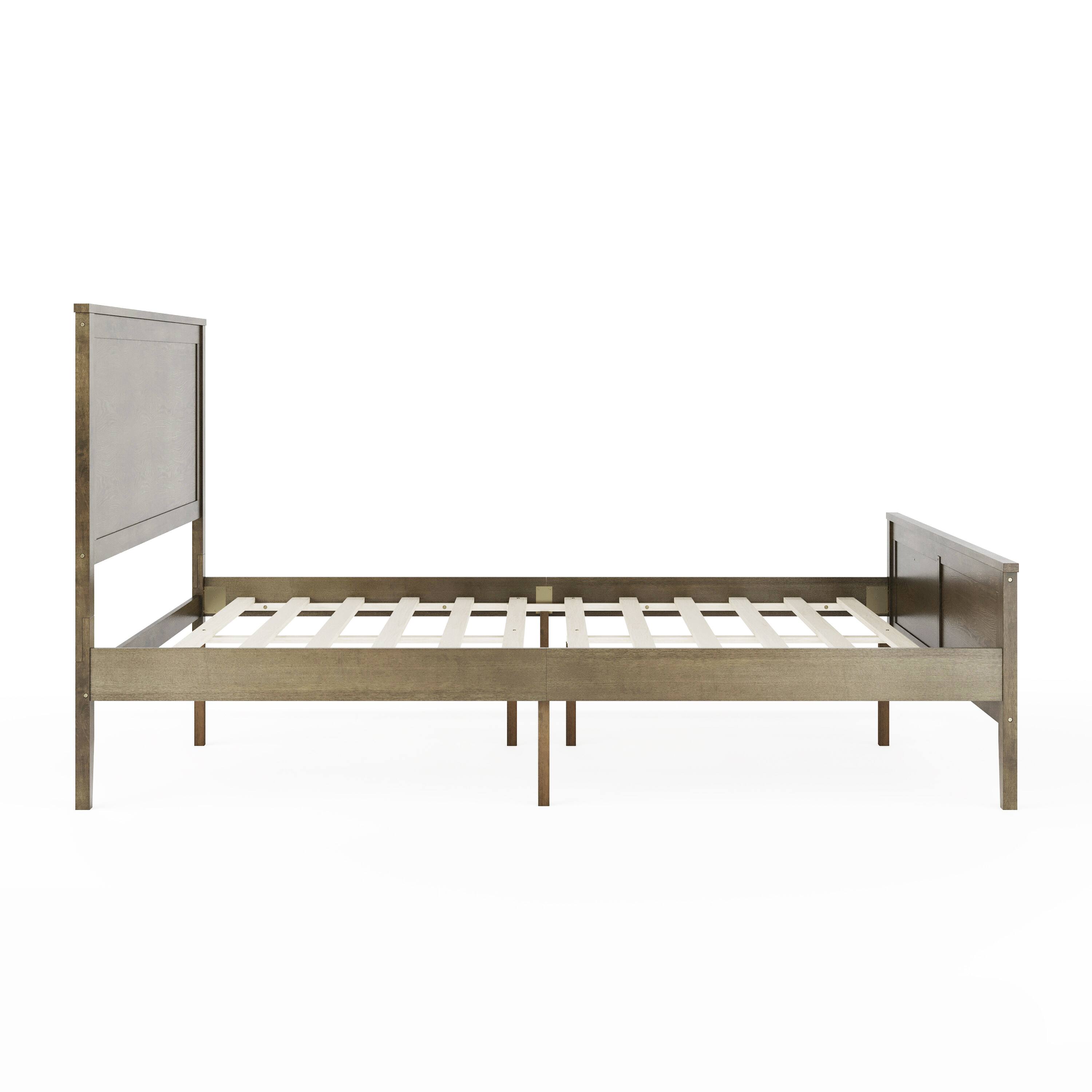 Alt View 17. Martha Stewart - Corbin Wooden Queen Size Platform Bed with Headboard and Footboard - Brown Gray.