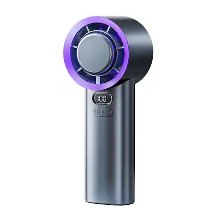 Front. PRIMEPLUS - Portable Handheld Turbo Fan 100 Wind Speeds Adjustable Mini Personal Fan Battery Operated Electric Eyelash Fan - Purple.