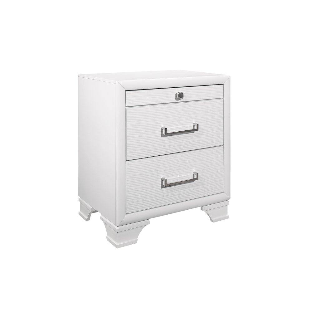 Alt View 1. Global Furniture USA - Transitional Glam Jordyn White Nightstand, White - White.