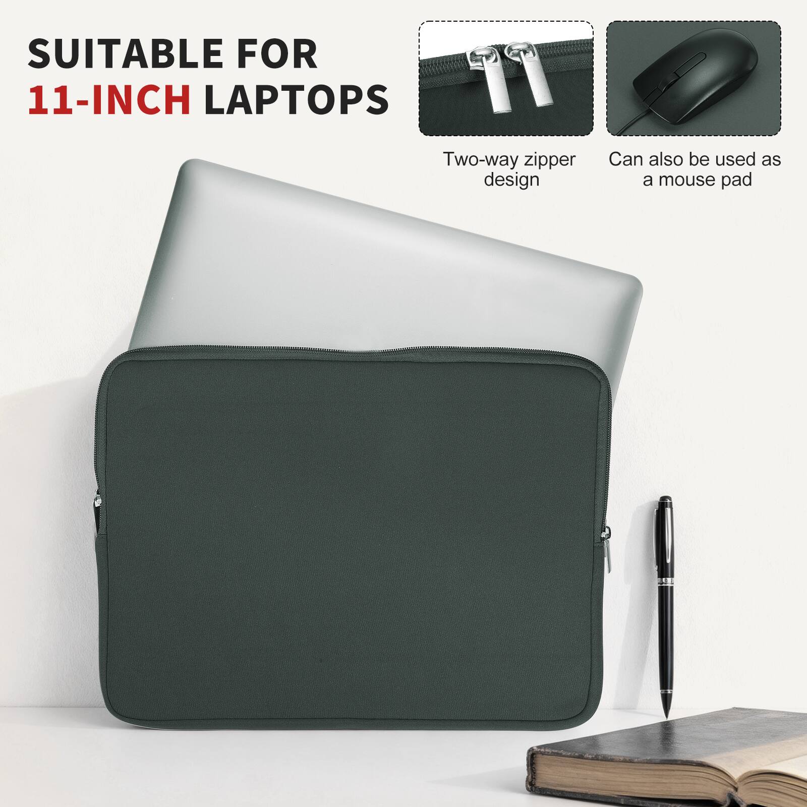 SUITABLE FOR 11-INCH LAPTOPS

Two-way zipper design

Can also be used as a mouse pad