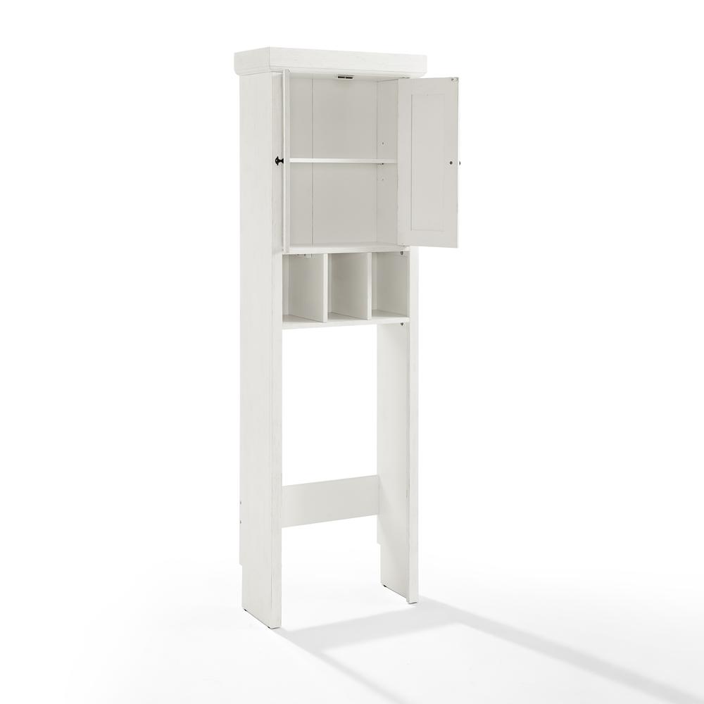 Alt View 1. Crosley Furniture - Seaside Over The Toilet Storage Cabinet - Distressed White.