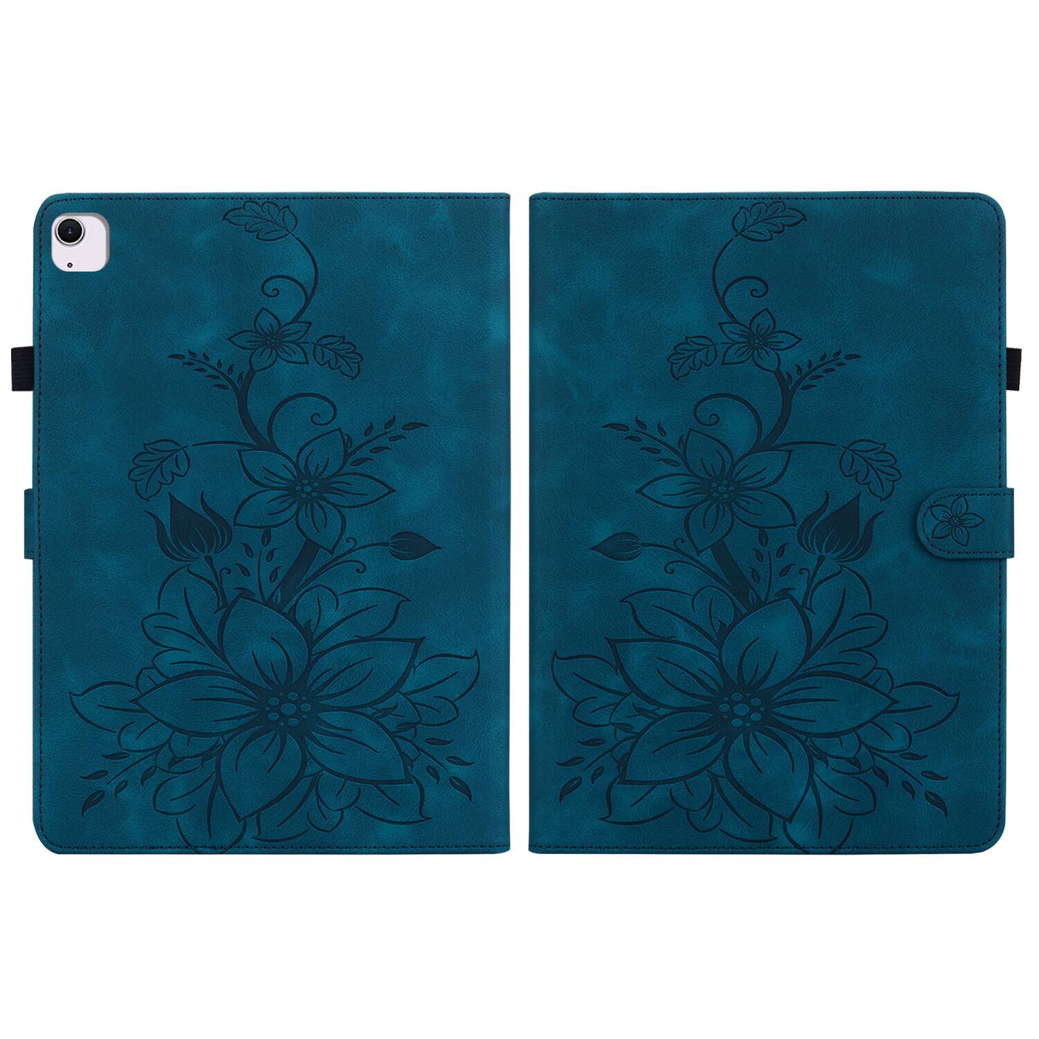 Alt View 1. Dteck - For Apple iPad Air (M4) 11" 2026 M3/M2 & iPad Pro 11 (4th-1st) Gen Embossed Floral PU Leather Flip Card Holder Cover - Darkblue.