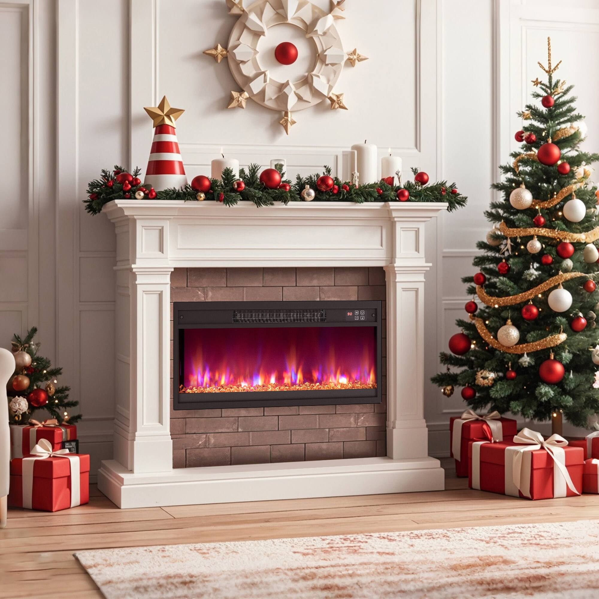 Front. Boyel Living - 27 Inch 1500W Electric Fireplace Insert with Remote Control.