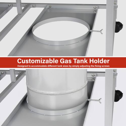 Customizable Gas Tank Holder  
Designed to accommodate different tank sizes by simply adjusting the fixing screws