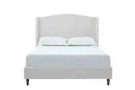 Spaco - Queen Upholstered Wingback Bed Frame, 54 Inch Headboard, Chenille Fabric, No Box Spring, Easy Assembly - Ivory