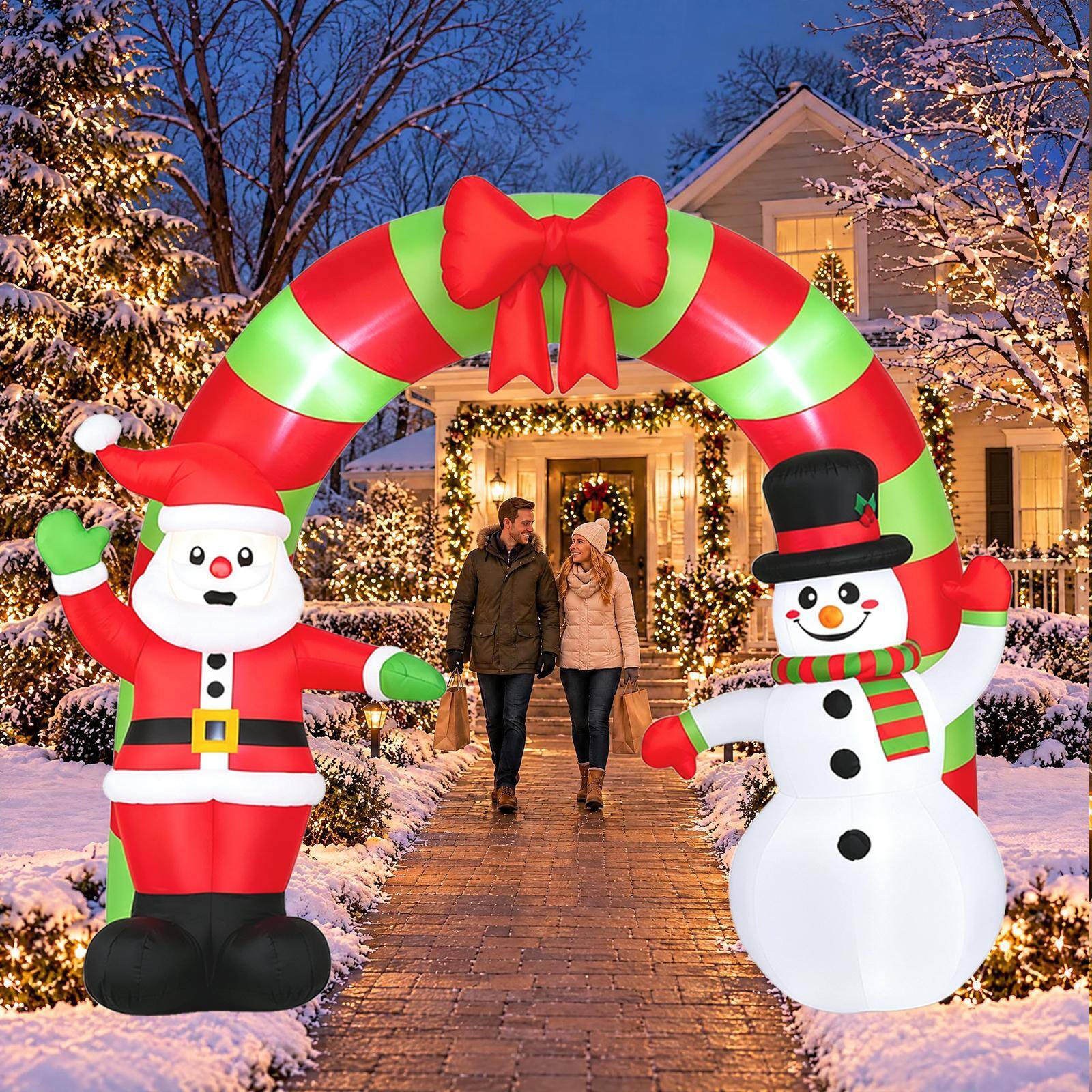 Alt View 1. Costway - Costway 10 FT Christmas Inflatable Archway Outdoor Decoration with Lovely Santa Claus - Multicolor.