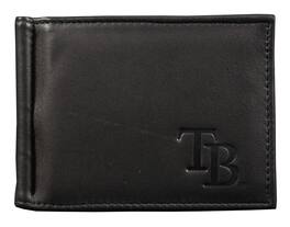 Rico Industries - Tampa Bay Rays Genuine Black Leather Money Clip Wallet RFID Blocking - Multi