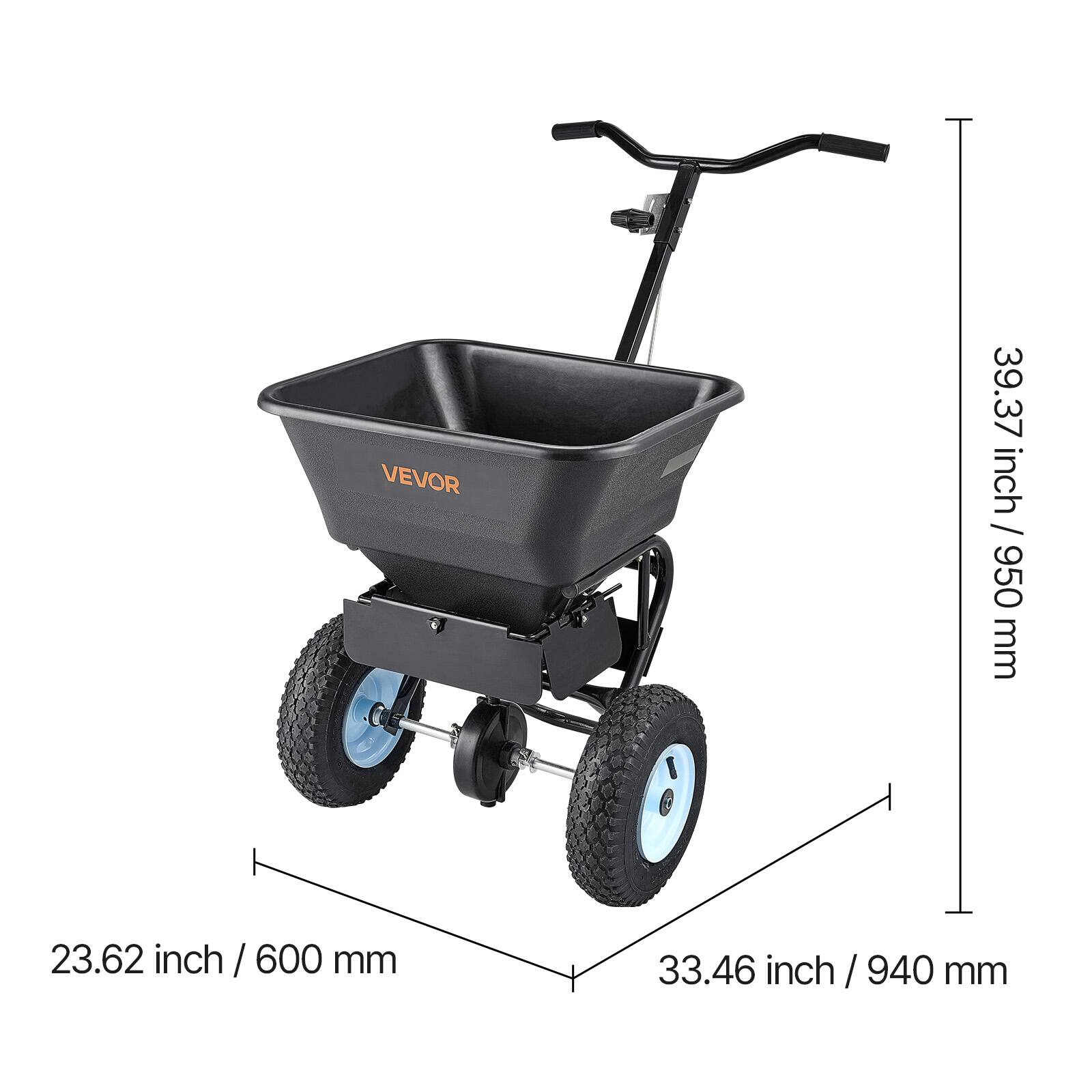 VEVOR  
39.37 inch / 950 mm  
23.62 inch / 600 mm  
33.46 inch / 940 mm