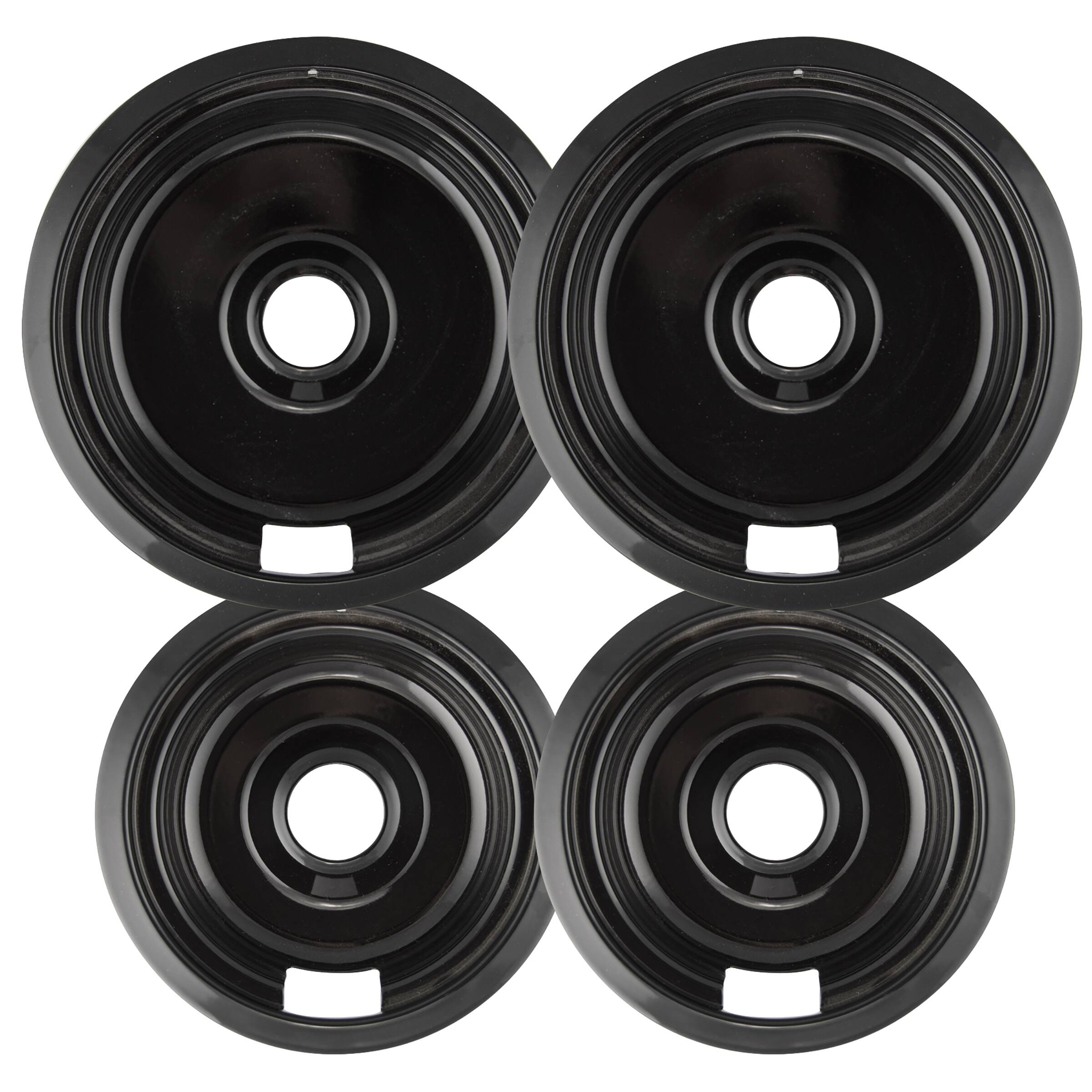 Alt View 1. Range Kleen - Range Kleen P109104XH Style F 4pk Heavy Duty Black Porcelain Drip Bowls, 2 Large and 2 Small.
