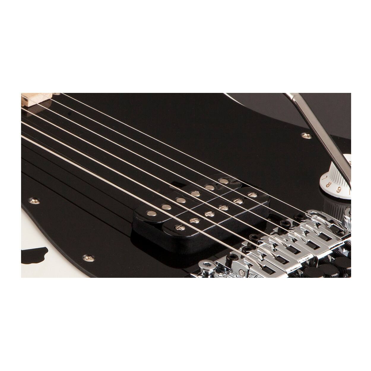 Back. EVH - EVH Striped Series 6 String Electric Guitar White with Black Stripes.