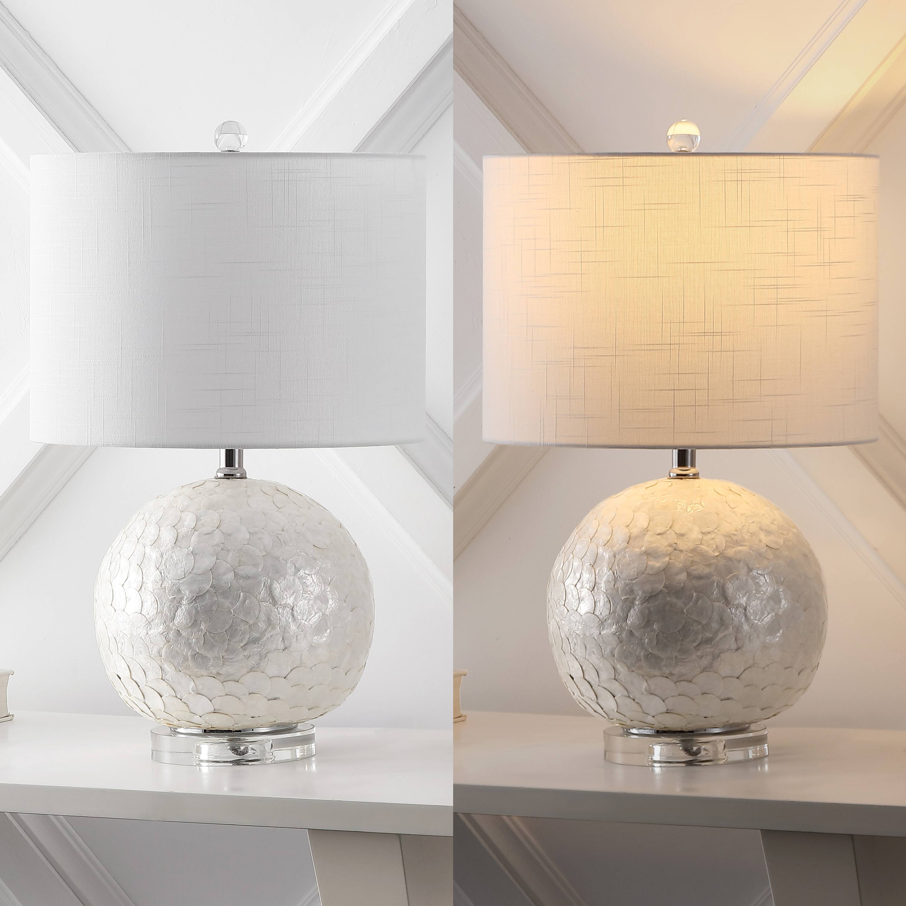 Alt View 5. Jonathan Y - Zuri 23.5" Coastal Contemporary Capiz Seashell Sphere LED Table Lamp, Pearl/White - Pearl White.