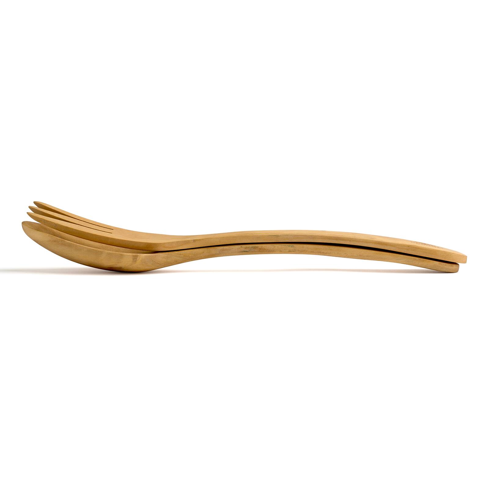 Alt View 1. Berard - Contour 12-Inch Olive Wood Salad Servers, 2 Piece Set - Brown.