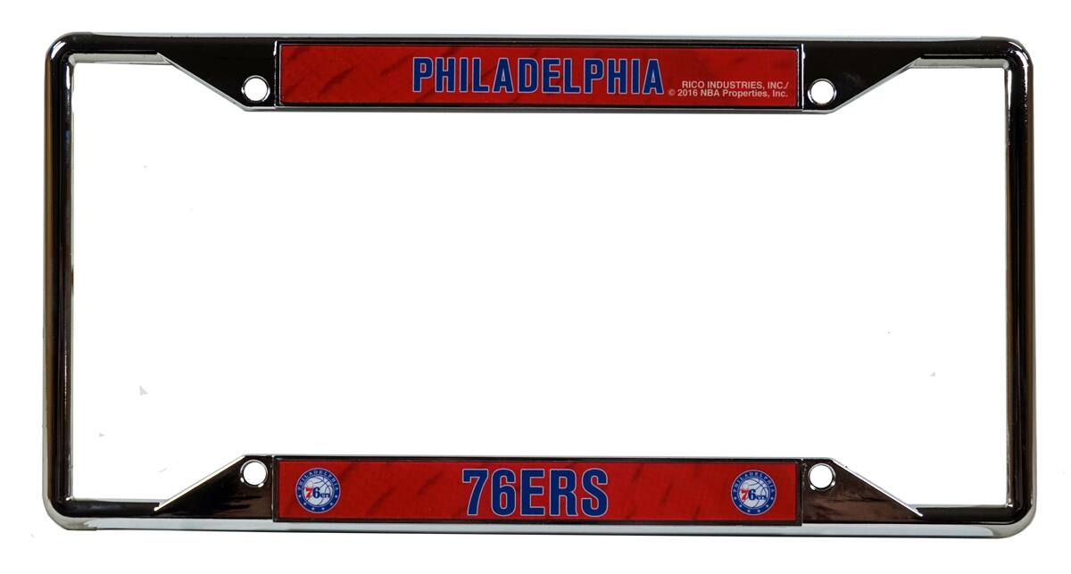 Philadelphia 76ers EZ View License Plate Frame - Designed for Upper or Lower Corner License Plate Tabs