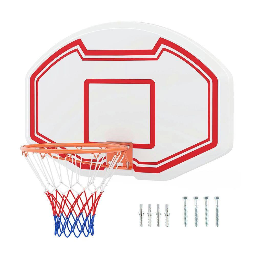 Alt View 2. Resenkos - Wall Mount Shatterproof Backboard Basketball Hoop - White/Red - Red.