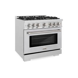 ZLINE - 36 in. Select Dual Fuel Satin Steel Range w/ 6 Burners & Convection Oven (HDRS-36) - Stainless Steel