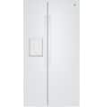 GE - 36 in. Wide 23.6 Cu. Ft. Counter Depth Side-By-Side Refrigerator with Extra Tall Dispenser and In-Door Icemaker - White