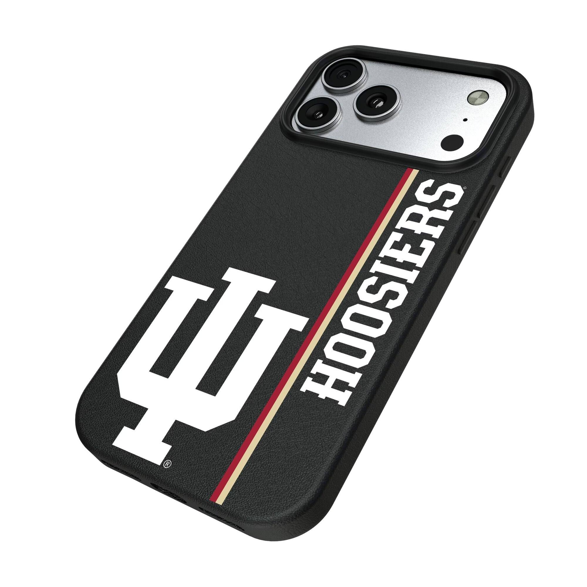 Alt View 1. Keyscaper - Indiana Hoosiers iPhone Magnetic Bump Case - 15 Plus - Black.