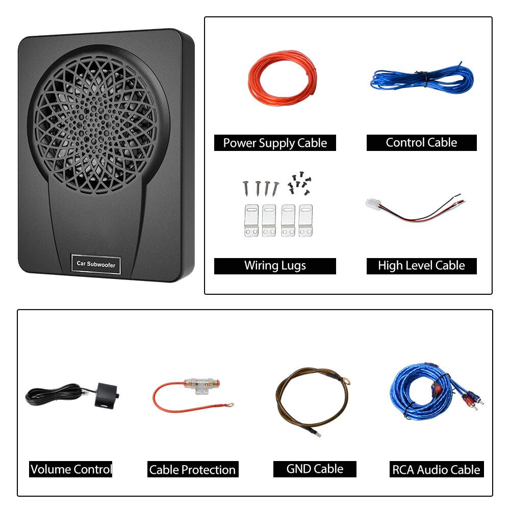 - Power Supply Cable
- Control Cable
- Wiring Lugs
- High Level Cable
- Volume Control
- Cable Protection
- GND Cable
- RCA Audio Cable