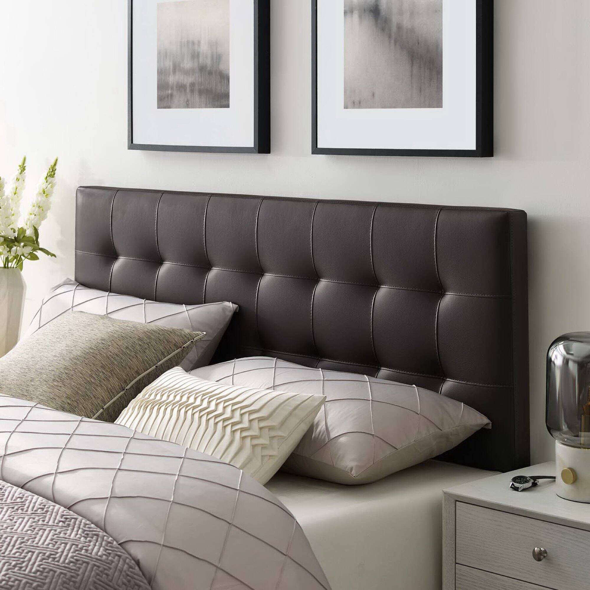 Back. Modway - Lily Upholstered Vinyl Queen Headboard by Modway - Brown.