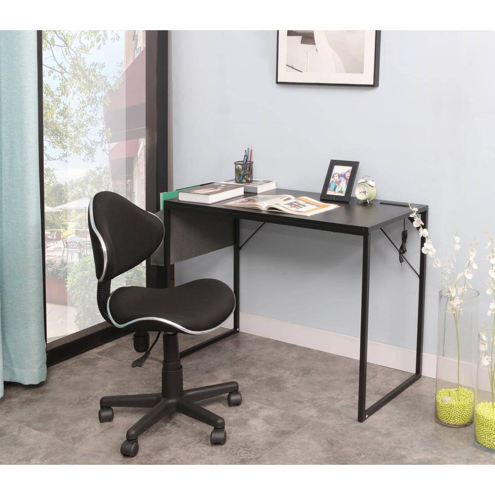 Alt View 4. JJS - Small Computer Desk Simple Style Writing Desk - Black.