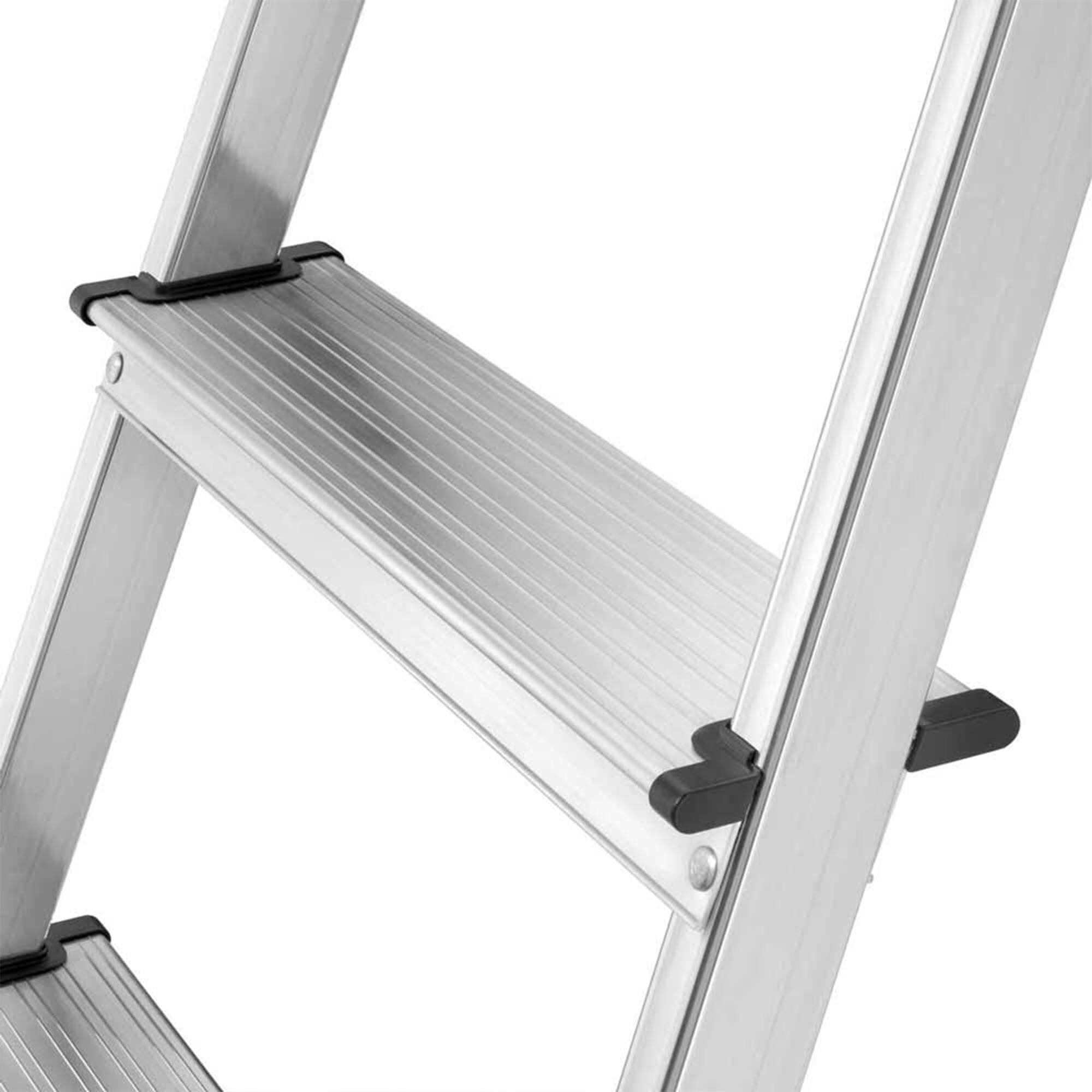 Alt View 7. Hailo - Hailo Folding Step Stool, 5 Step Ladder w/ Tray for Home & Kitchen, L60, Silver - Metal, Red & Black.