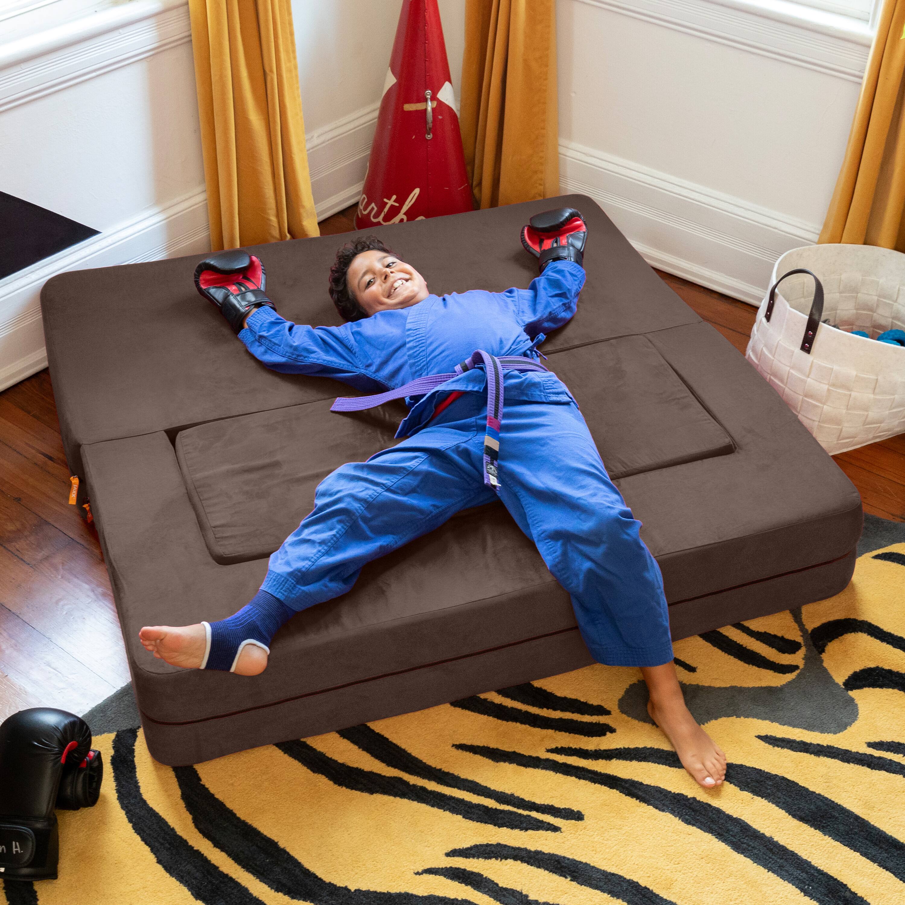 Alt View 2. Jaxx - Jaxx Zipline Kids Sofa & Large Ottoman, 3 in 1 Fold Out Sofa, Big Kids Edition, Chocolate - Chocolate.