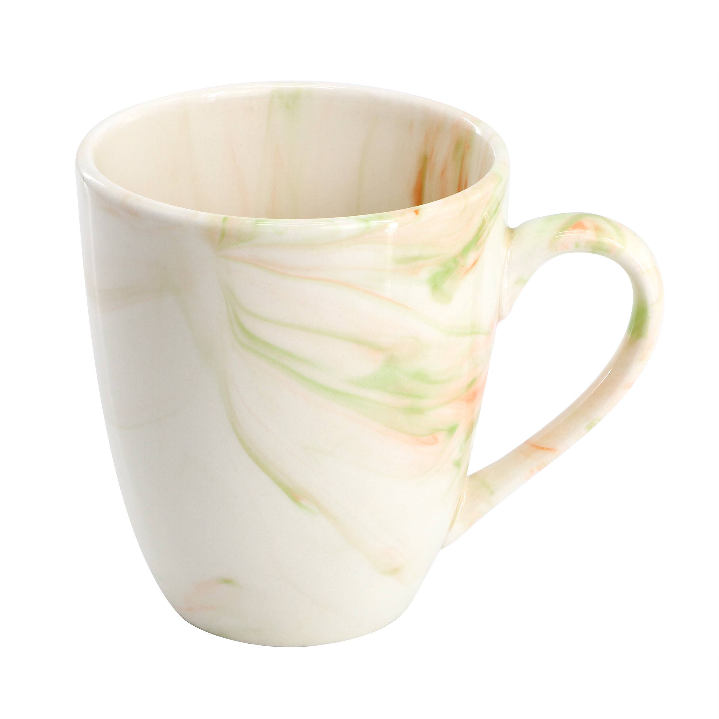 Alt View 4. Elama - Elama Fine Marble 16 Piece Porcelain Dinnerware Set in Orange and Green - Orange and Green.