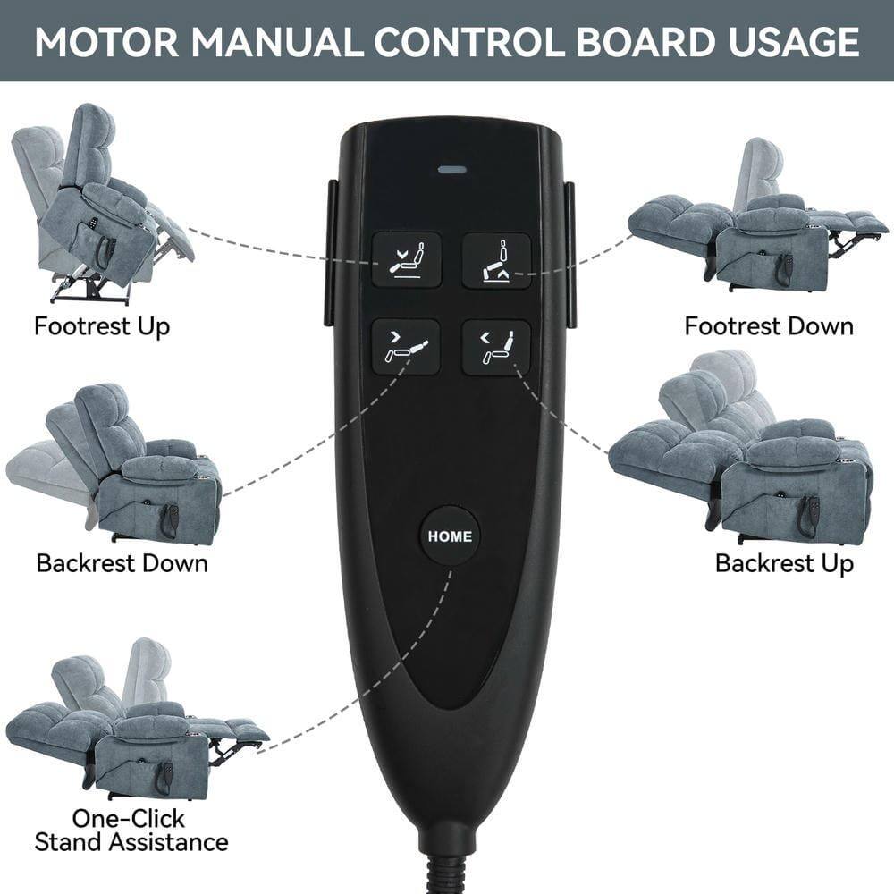MOTOR MANUAL CONTROL BOARD USAGE

- Footrest Up
- Footrest Down
- Backrest Down
- Backrest Up
- One-Click Stand Assistance