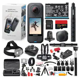 Insta360 - X4 Air 360 Action Camera Starter Bundle (Black) with 50-in-1 Accessory Kit and More