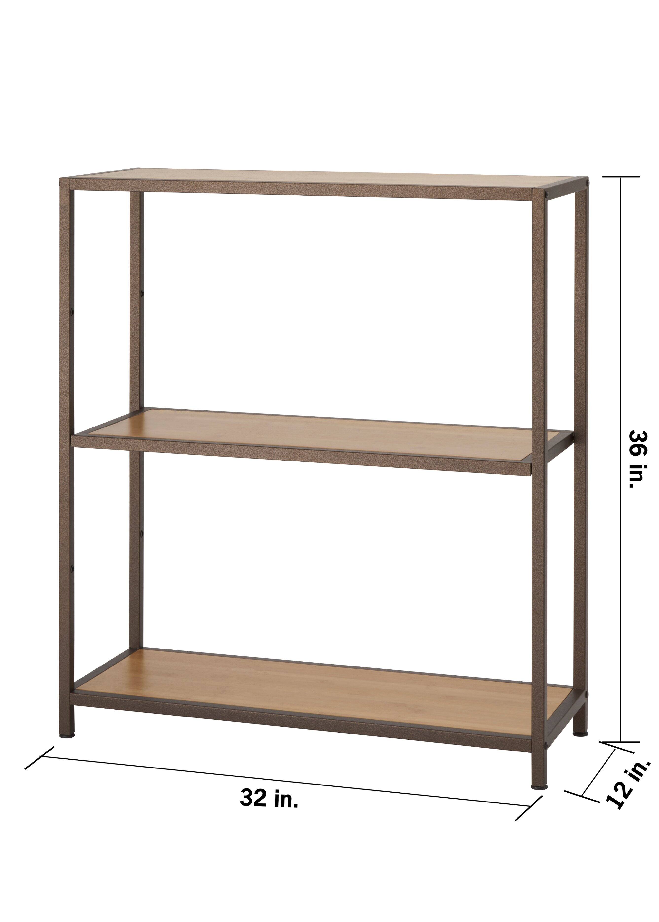 The text on the image reads "36 in. 32 in. 12 in." which indicates the dimensions of the shelf. The shelf is 36 inches tall, 32 inches wide, and 12 inches deep.
