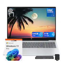 HP - OmniBook 7 16" 2K Touch Laptop,Intel Core 9 270H,64GB DDR5,4TB SSD+1TB Dock Set,Backlit Keyboard,Win 11 Pro - Silver
