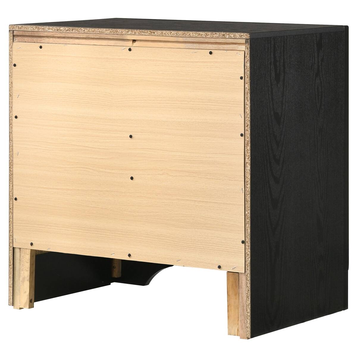 Alt View 3. Loheer - Loheer Black Two Drawer Nightstand with Hidden Jewelry Tray and Crystal Handles - Black.