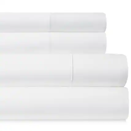 Front. Bibb Home - Bibb Home 1000TC Egyptian Cotton Rich 4-Piece Sheet Set - White.