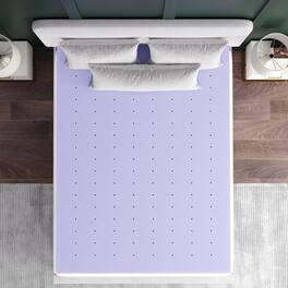 Emma + Oliver - Astor Memory Foam Mattress Topper with Lavender Infused, CertiPUR-US Certified Foam and Ventilated Construction - Purple