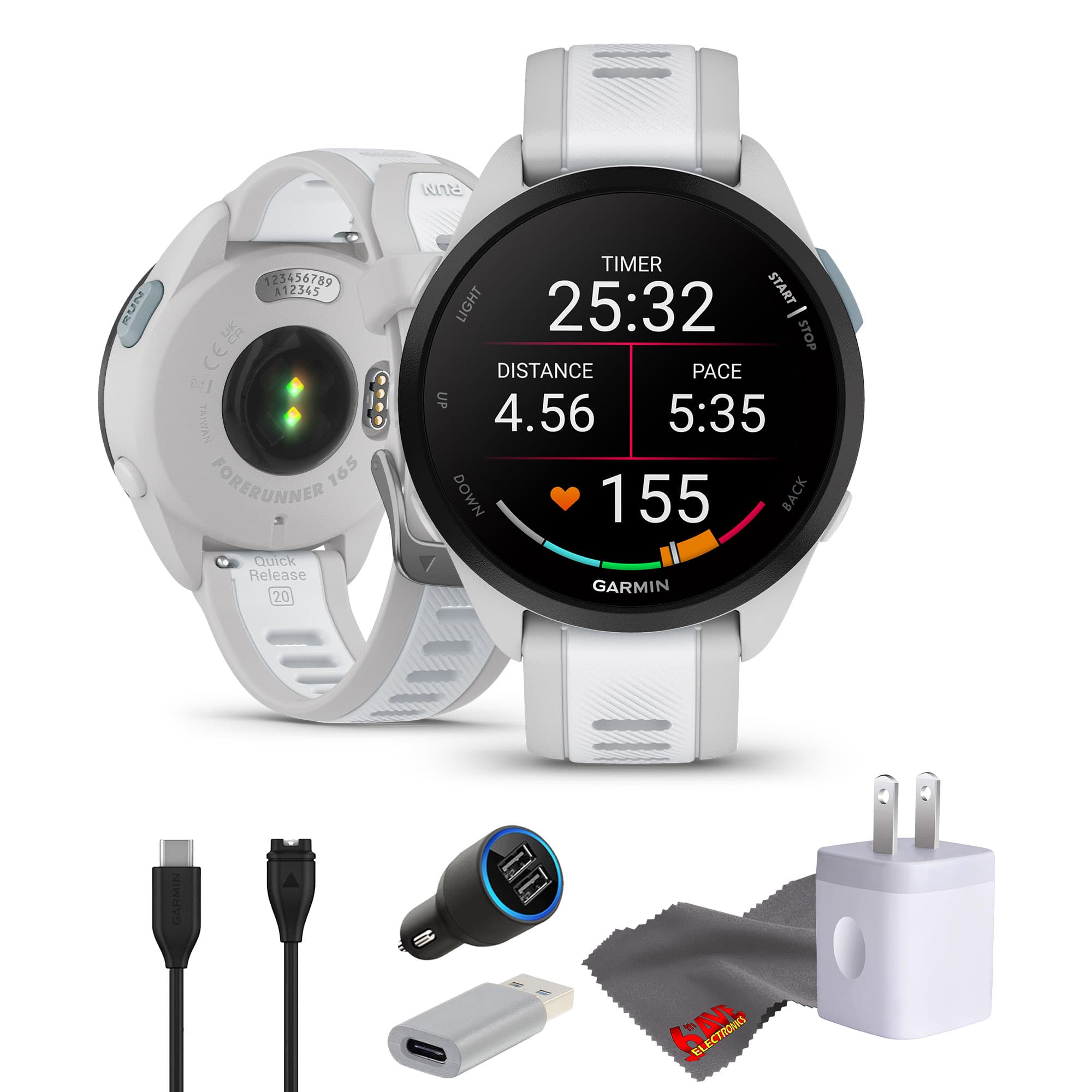 Garmin - Forerunner 165 GPS Running Smart Watch Bundle - Mist Gray/Whitestone - Mist Gray/Whitestone - (2024)