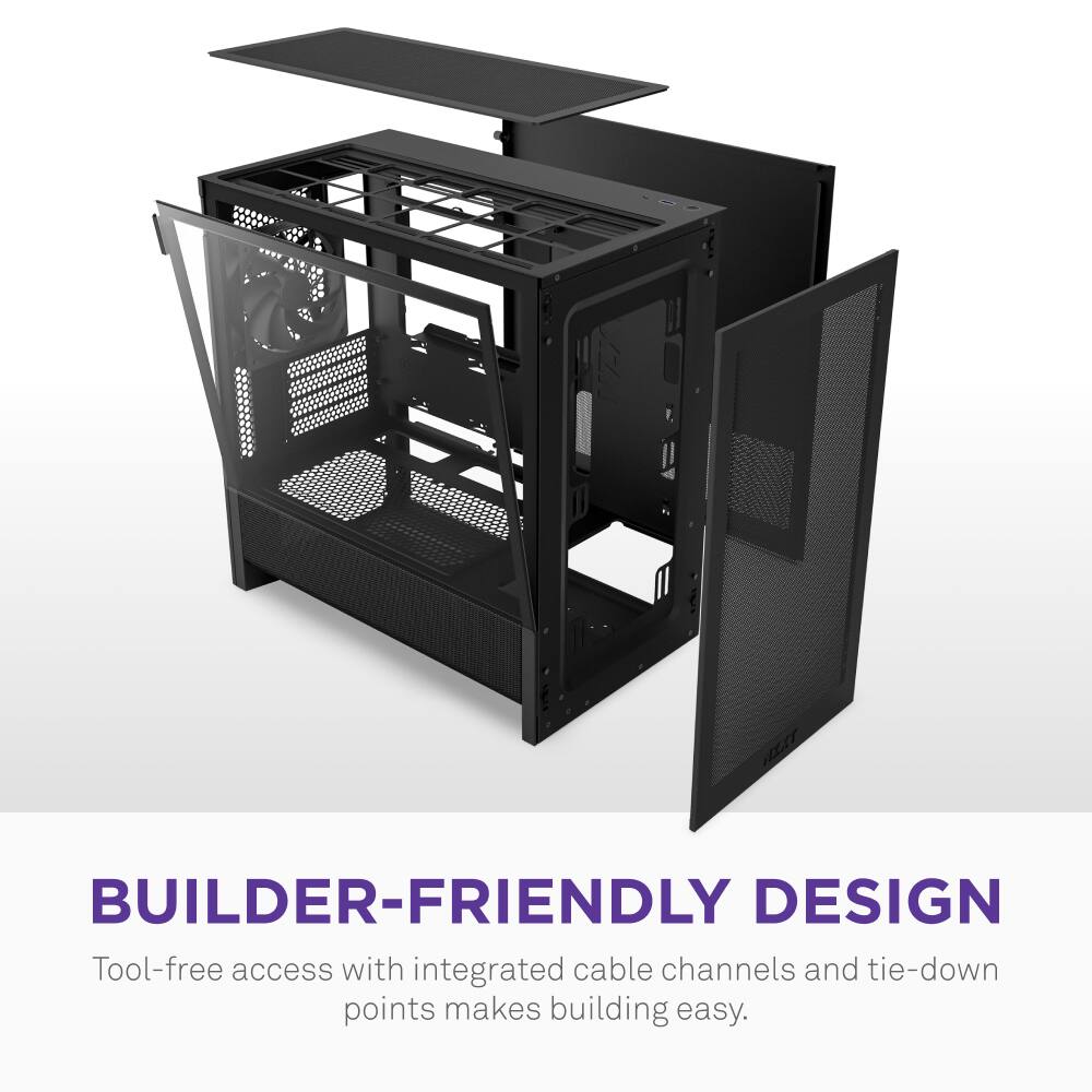 Builder-Friendly Design: Tool-free access with integrated cable channels and tie-down points makes building easy.