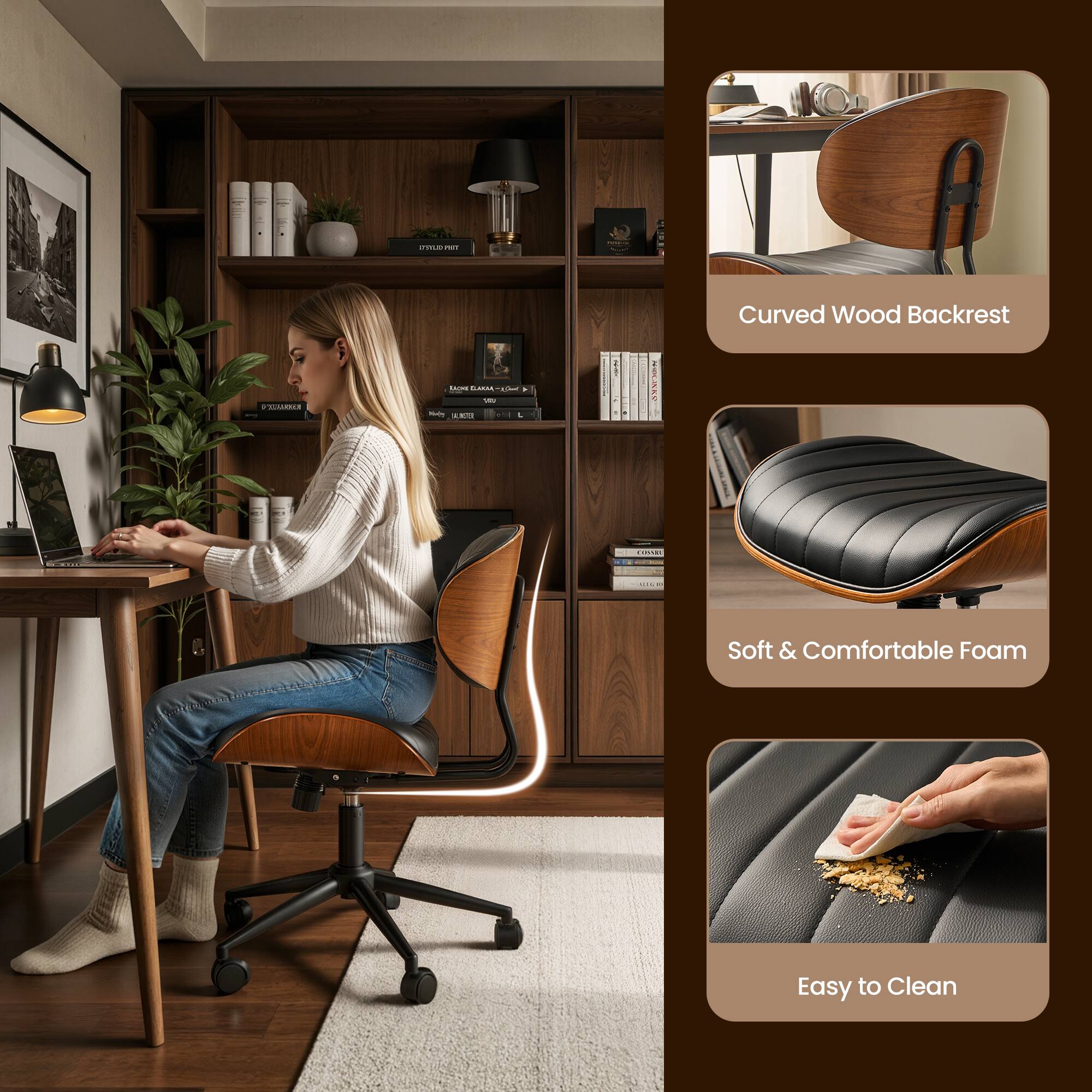 - Curved Wood Backrest
- Soft & Comfortable Foam
- Easy to Clean