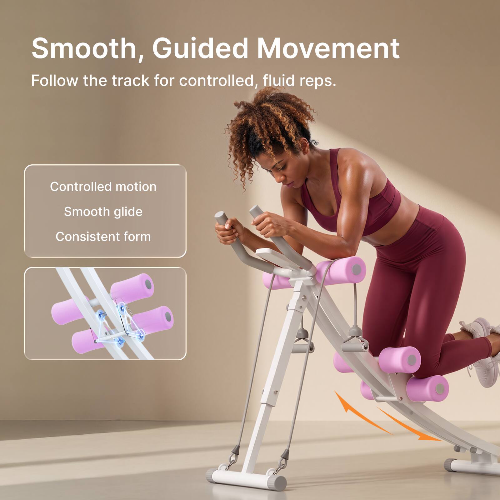 Smooth, Guided Movement  
Follow the track for controlled, fluid reps.  

Controlled motion  
Smooth glide  
Consistent form