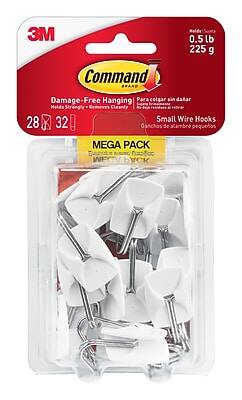 3M Command Damage-Free Hanging  
Holds Strongly • Removes Cleanly  
Small Wire Hooks  
28 Hooks  
32 Mounts  
0.5 lb  
225 g  
MEGA PACK  
Ganchos de alambre pequeños  
Pack MEGA