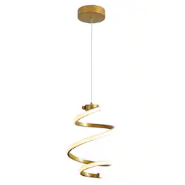 Jonathan Y - Whirl 11" 1-Light Modern Minimalist Metal Helix Swirl Abstract Integrated LED Pendant - Gold Painting