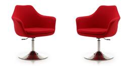 Manhattan Comfort - Kinsey Modern Wool Blend Swivel Lounge Chair - Set of 2 - Red