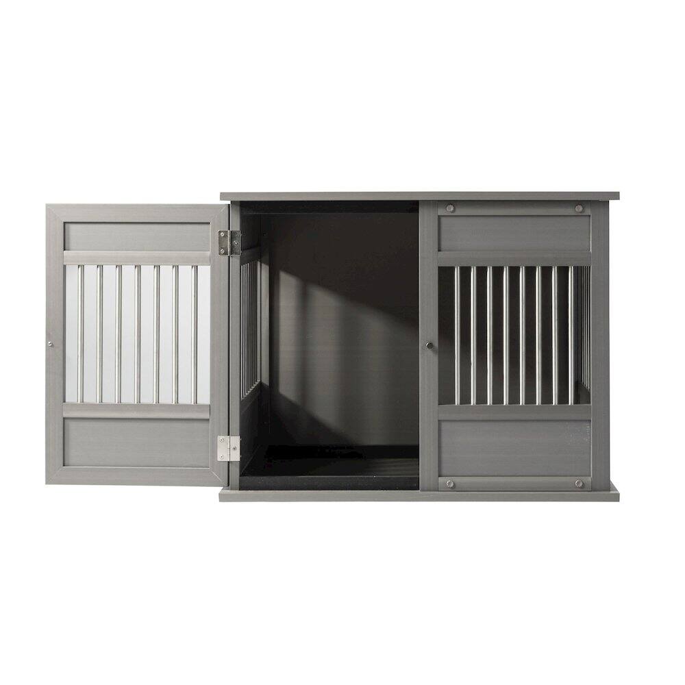 Back. New Age Pet - New Age Pet ECOFLEX Horizon Dog Crate - Grey Medium.