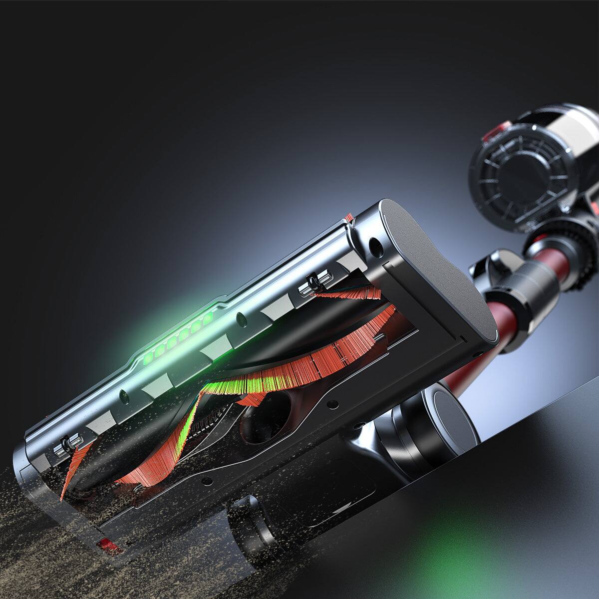 Alt View 9. Ultenic - U16 Flex Cordless Vacuum Cleaner with 550W Motor & 45KPa Suction, 6-Layer Filtration, Anti-tangle Brush, Limitless Clean - Black/Red.