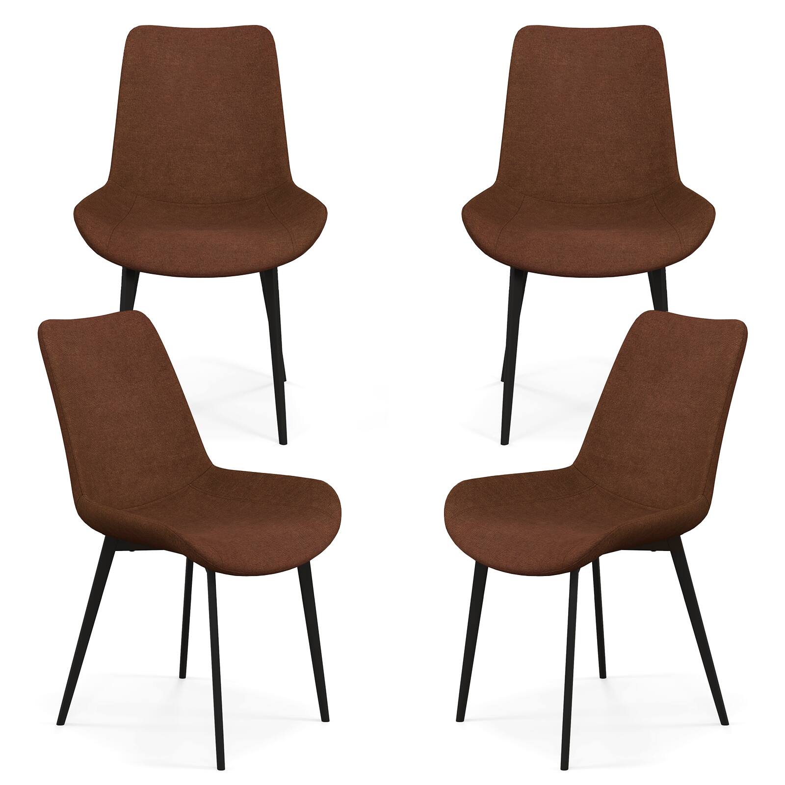 Alt View 9. Gymax - Gymax Dining Chair Set of 4 w/ Metal Legs Padded Seats & Backs for Dining Room Brown - Brown.
