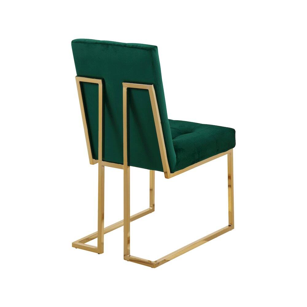 Alt View 1. Meridian Furniture - Pierre Green Velvet Dining Chair, Set of 2 - Green.